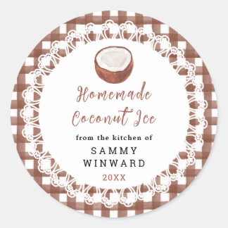 Sticker Rond Homemade Coconut Ice Label