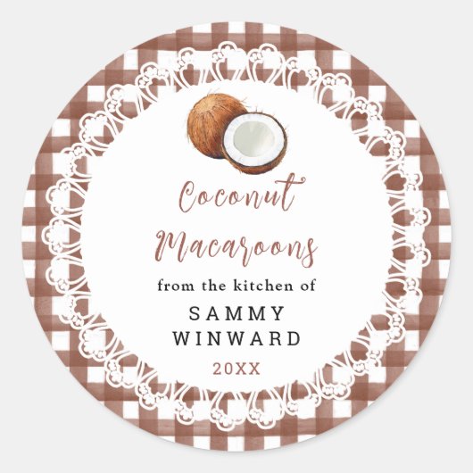 Sticker Rond Homemade Coconut Macaroons Label (Devant)