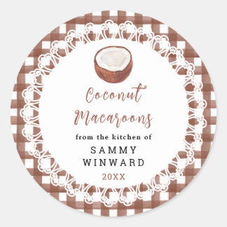 Sticker Rond Homemade Coconut Macaroons Label