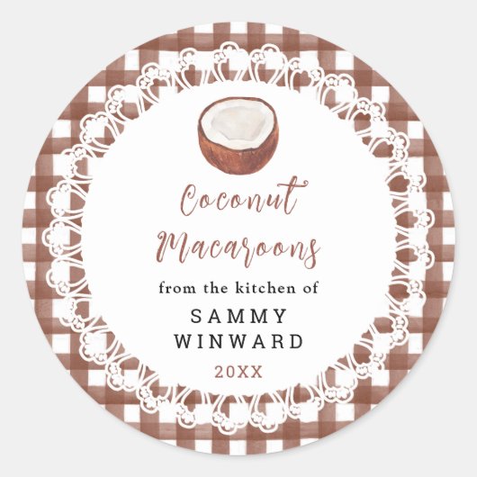 Sticker Rond Homemade Coconut Macaroons Label (Devant)