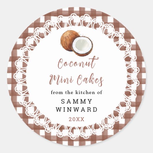 Sticker Rond Homemade Coconut Mini Cakes Label (Devant)