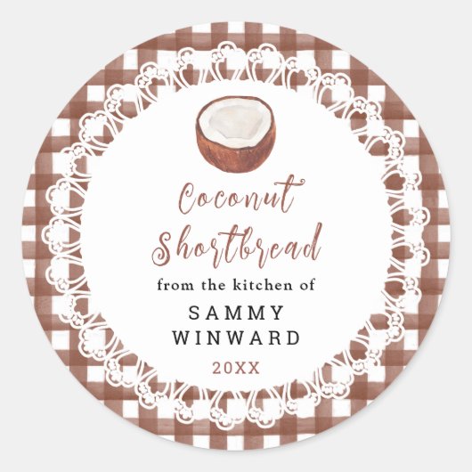 Sticker Rond Homemade Coconut Shortbread Label (Devant)