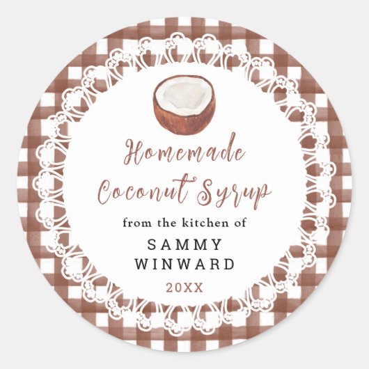 Sticker Rond Homemade Coconut Syrup Label (Devant)