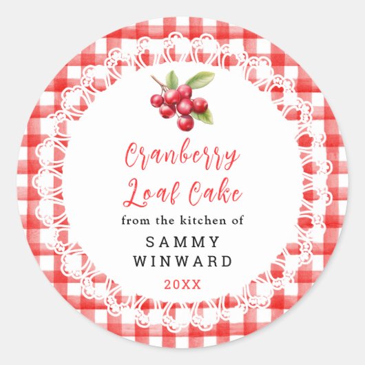Sticker Rond Homemade Cranberry Loaf Cake Label (Devant)