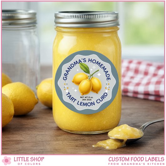 Sticker Rond Homemade Lemon Curd Canning Jar Labels