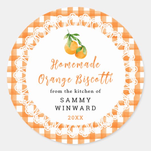 Sticker Rond Homemade Orange Biscotti Label (Devant)