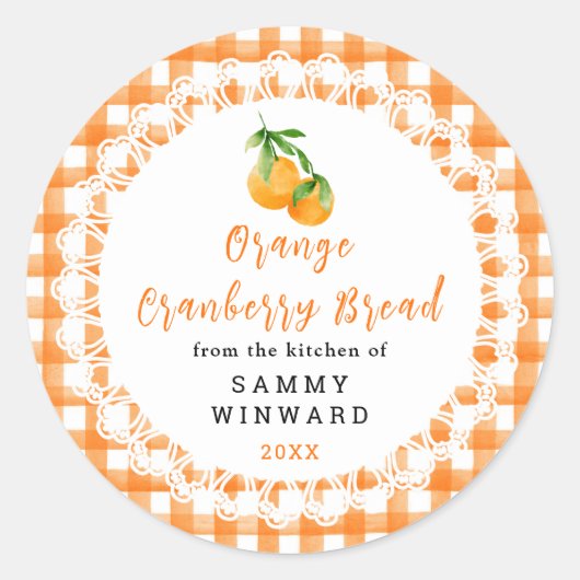 Sticker Rond Homemade Orange Cranberry Bread Label (Devant)