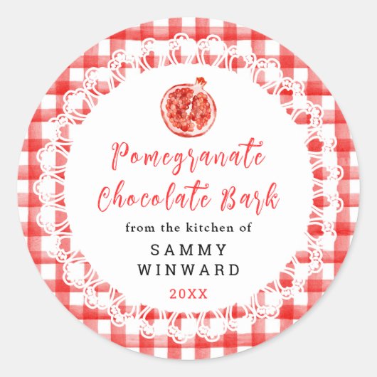 Sticker Rond Homemade Pomegranate Chocolate Bark Label (Devant)