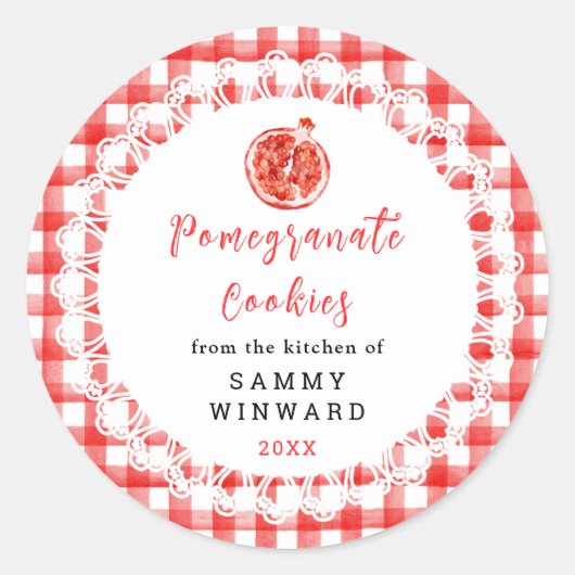 Sticker Rond Homemade Pomegranate Cookies Label (Devant)