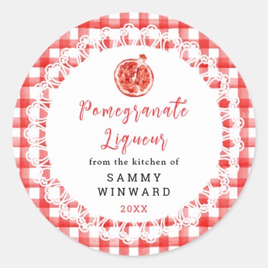 Sticker Rond Homemade Pomegranate Liqueur Label (Devant)