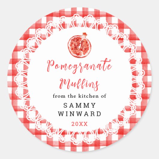 Sticker Rond Homemade Pomegranate Muffins Label (Devant)