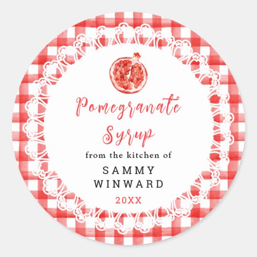 Sticker Rond Homemade Pomegranate Syrup Label (Devant)