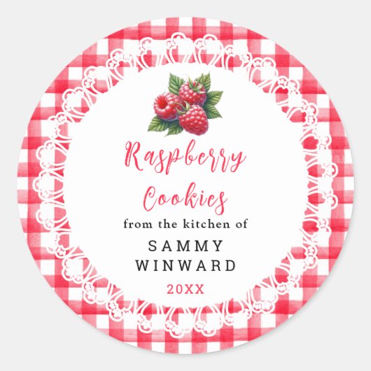 Sticker Rond Homemade Raspberry Cookies Label (Devant)