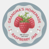 Sticker Rond Homemade Raspberry Jam Canning Jar Labels (Devant)