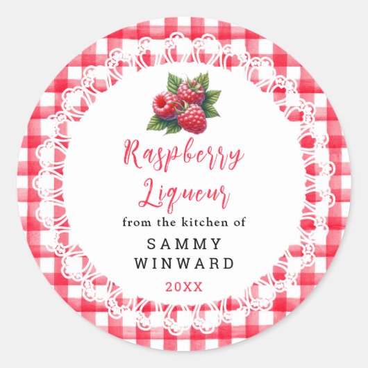 Sticker Rond Homemade Raspberry Liqueur Label (Devant)