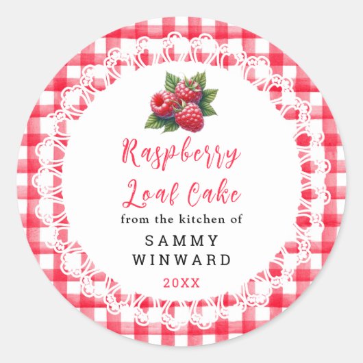 Sticker Rond Homemade Raspberry Loaf Cake Label (Devant)