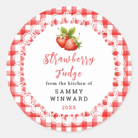 Sticker Rond Homemade Strawberry Fudge Label (Devant)