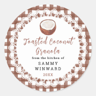 Sticker Rond Homemade Toasted Coconut Granola Label