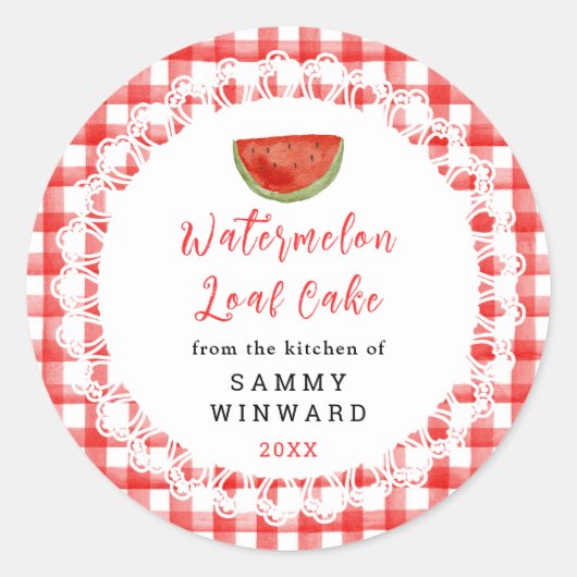 Sticker Rond Homemade Watermelon Loaf Cake Label (Devant)