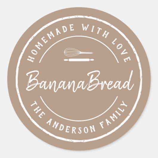 Sticker Rond Homemade with Love Bakery Logo Baking Gift (Devant)