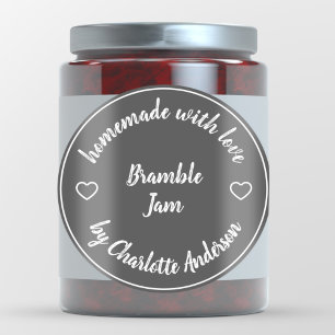 Sticker Rond Homemade with Love Heart Jam Chalk Black Modern