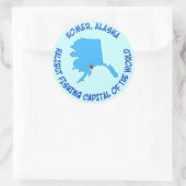 Sticker Rond Homer, Alaska Halibut Capitale de la pêche du mond (Sac)