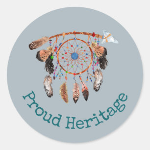 Sticker Rond Hommage aux Amérindiens, Dreamcatcher