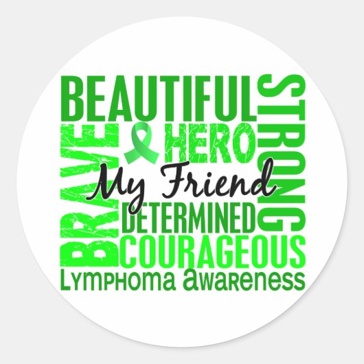 Sticker Rond Hommage Carré Femme Ami Lymphome (Devant)