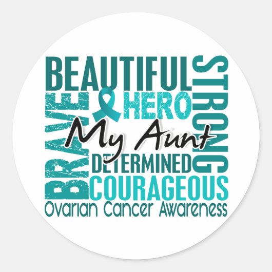 Sticker Rond Hommage Carré Tante Cancer de l'ovaire (Devant)