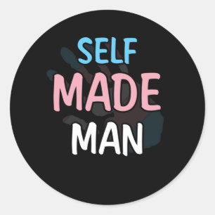 Sticker Rond Homme auto-fabriqué Transman LGBT Trans Pride Drap