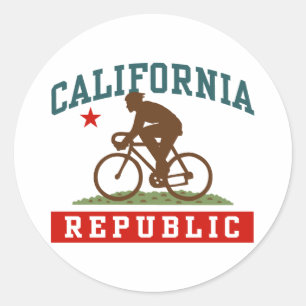 Sticker Rond Homme cycliste californien