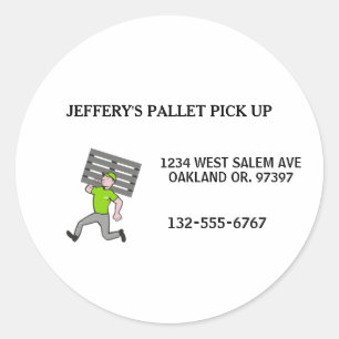 Sticker Rond Homme de caricature à palettes en bois professionn