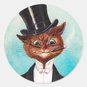 Sticker Rond Homme de chat, Louis Wain