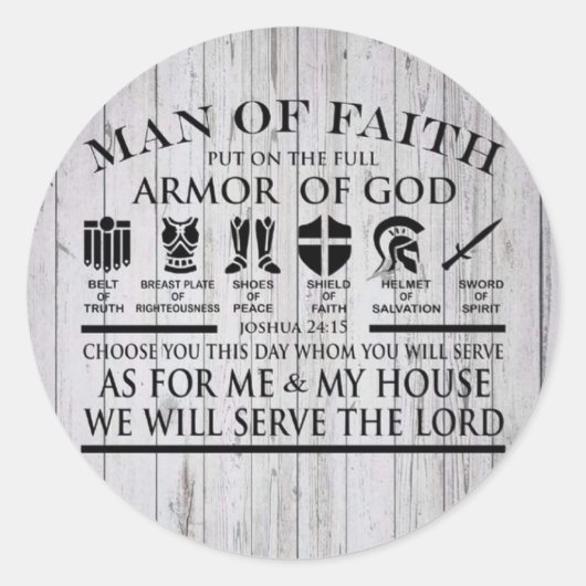 Sticker Rond Homme De Foi Armor De Dieu (Devant)