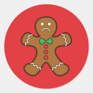 Sticker Rond Homme de pain d'épice triste