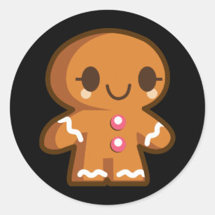 Sticker Rond Homme de pain d'épices mignon