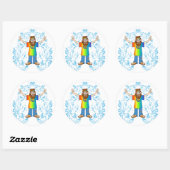 Sticker Rond Homme de paix (Feuille)