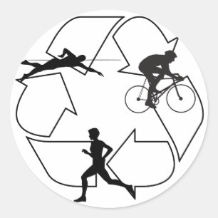 Sticker Rond Homme de triathlon