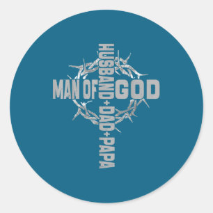 Sticker Rond Homme Dieu Religieux Chrétien Croix