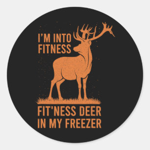 Sticker Rond Homme drôle Chasseur Vintage Je suis dans la forme