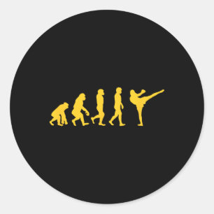 Sticker Rond Homme drôle singe gorille évolution karaté boxe Ki