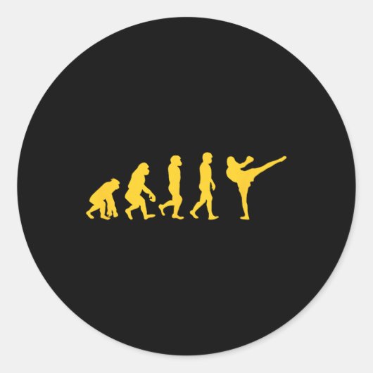 Sticker Rond Homme drôle singe gorille évolution karaté boxe Ki (Devant)