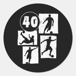 Sticker Rond Homme Femme 40 ans Footballeur Footll 40 Ans