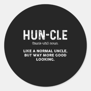 Sticker Rond Homme Funny Uncle Chemise. Hun-cle bon oncle à l'a