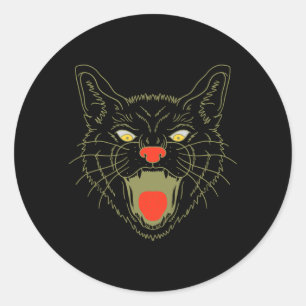 Sticker Rond Homme Halloween Vintage Épouvantable Chat Noir Hor