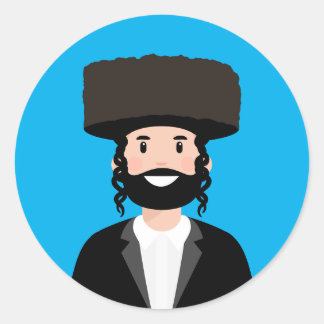 Sticker Rond Homme juif à Shtreimel casquette