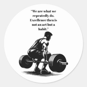 Sticker Rond homme lever poids corps constructeur art illustrat