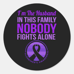 Sticker Rond Homme Mari Personne ne combat seul Alzheimer's Awa