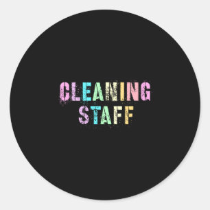 Sticker Rond Homme personnel de nettoyage vintage concierge fem