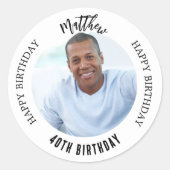 Sticker Rond Homme photo blanc noir (Devant)